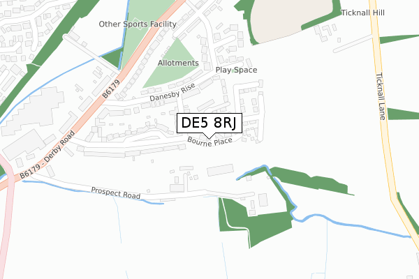 DE5 8RJ map - large scale - OS Open Zoomstack (Ordnance Survey)