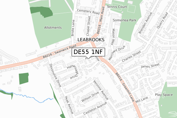 DE55 1NF map - large scale - OS Open Zoomstack (Ordnance Survey)