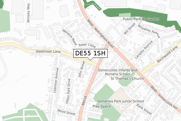 DE55 1SH map - large scale - OS Open Zoomstack (Ordnance Survey)