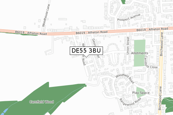 DE55 3BU map - large scale - OS Open Zoomstack (Ordnance Survey)