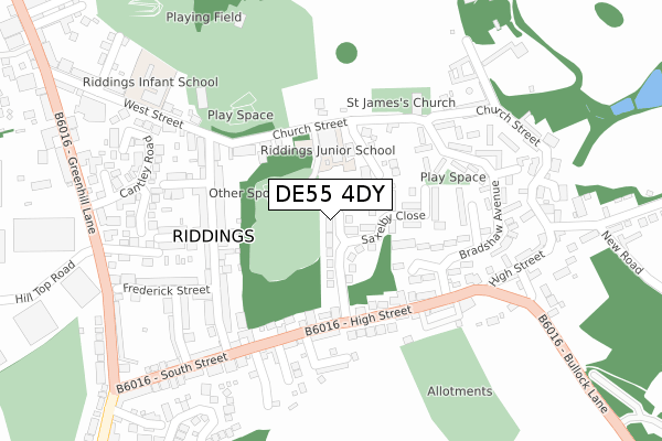 DE55 4DY map - large scale - OS Open Zoomstack (Ordnance Survey)