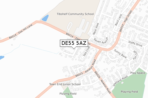 DE55 5AZ map - large scale - OS Open Zoomstack (Ordnance Survey)
