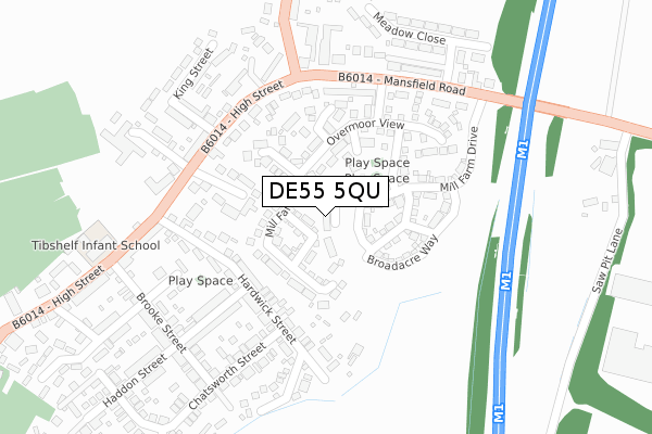 DE55 5QU map - large scale - OS Open Zoomstack (Ordnance Survey)