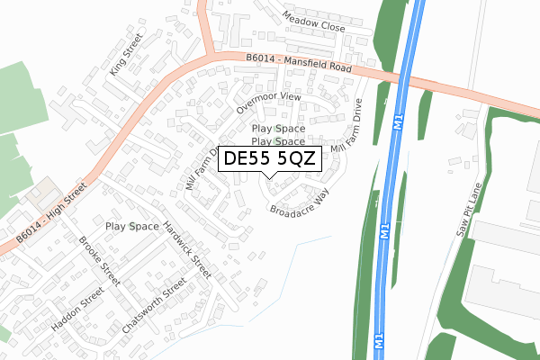 DE55 5QZ map - large scale - OS Open Zoomstack (Ordnance Survey)