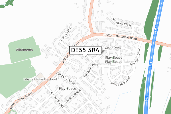 DE55 5RA map - large scale - OS Open Zoomstack (Ordnance Survey)