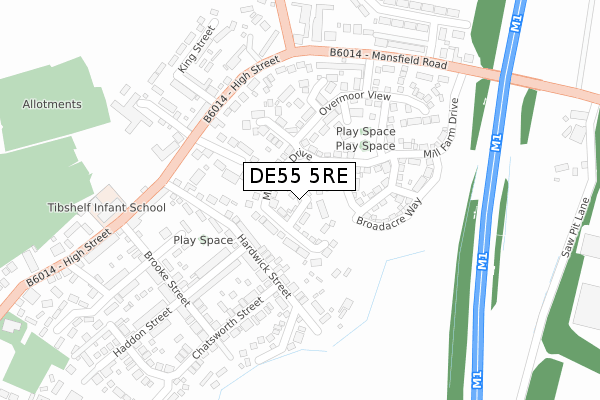 DE55 5RE map - large scale - OS Open Zoomstack (Ordnance Survey)