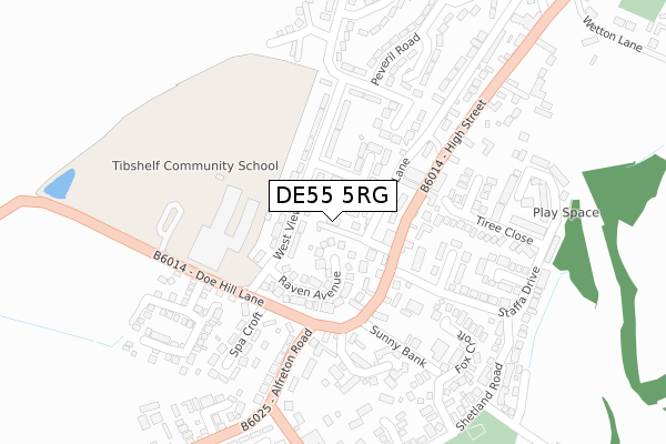 DE55 5RG map - large scale - OS Open Zoomstack (Ordnance Survey)