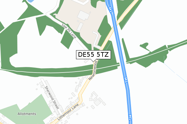 DE55 5TZ map - large scale - OS Open Zoomstack (Ordnance Survey)