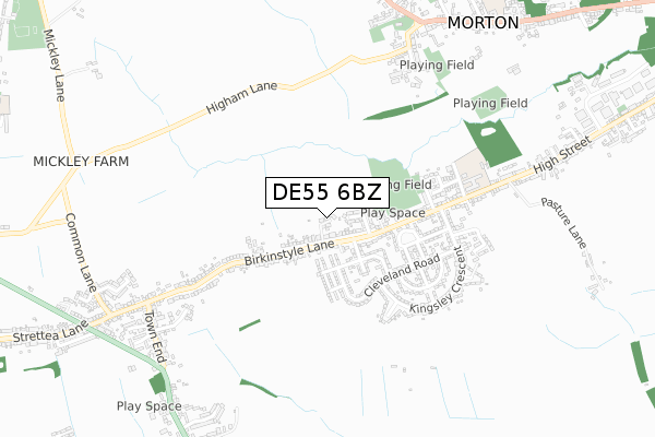 DE55 6BZ map - small scale - OS Open Zoomstack (Ordnance Survey)