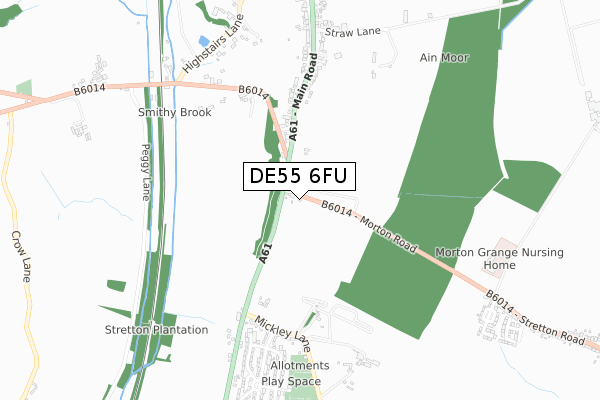 DE55 6FU map - small scale - OS Open Zoomstack (Ordnance Survey)