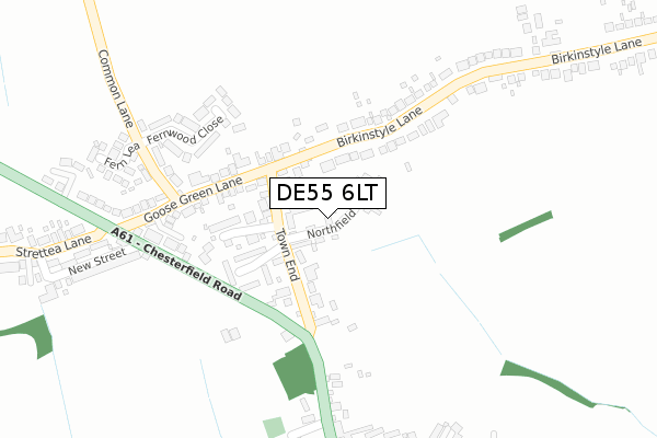 DE55 6LT map - large scale - OS Open Zoomstack (Ordnance Survey)
