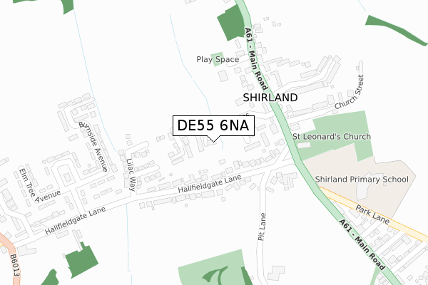 DE55 6NA map - large scale - OS Open Zoomstack (Ordnance Survey)