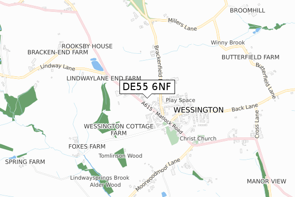 DE55 6NF map - small scale - OS Open Zoomstack (Ordnance Survey)
