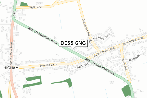 DE55 6NG map - large scale - OS Open Zoomstack (Ordnance Survey)