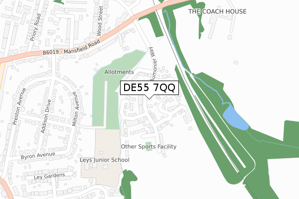 DE55 7QQ map - large scale - OS Open Zoomstack (Ordnance Survey)