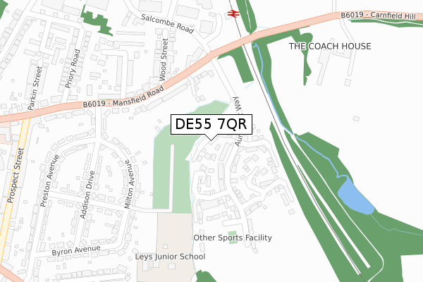 DE55 7QR map - large scale - OS Open Zoomstack (Ordnance Survey)