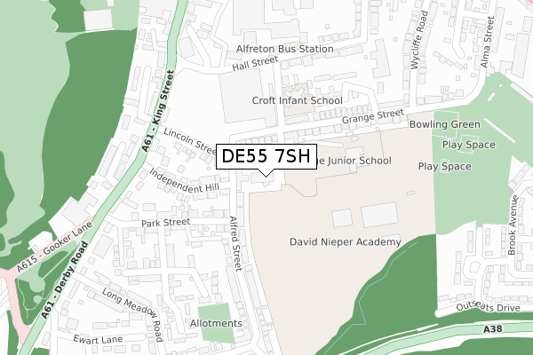 DE55 7SH map - large scale - OS Open Zoomstack (Ordnance Survey)