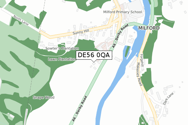 DE56 0QA map - large scale - OS Open Zoomstack (Ordnance Survey)