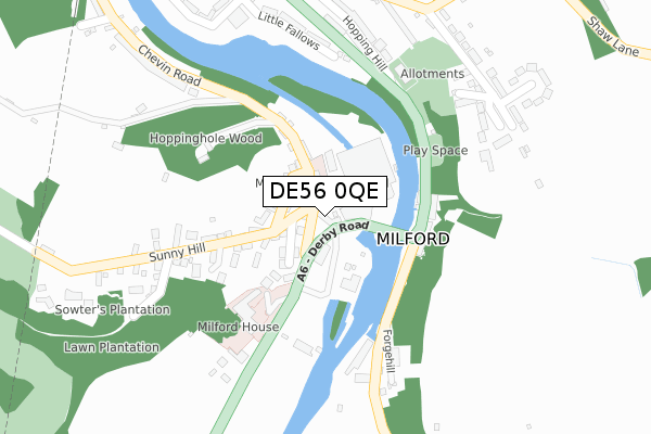 DE56 0QE map - large scale - OS Open Zoomstack (Ordnance Survey)