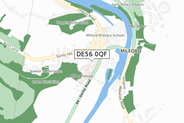 DE56 0QF map - large scale - OS Open Zoomstack (Ordnance Survey)