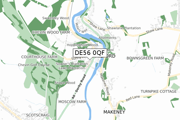 DE56 0QF map - small scale - OS Open Zoomstack (Ordnance Survey)