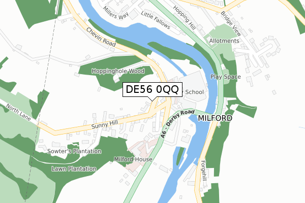 DE56 0QQ map - large scale - OS Open Zoomstack (Ordnance Survey)
