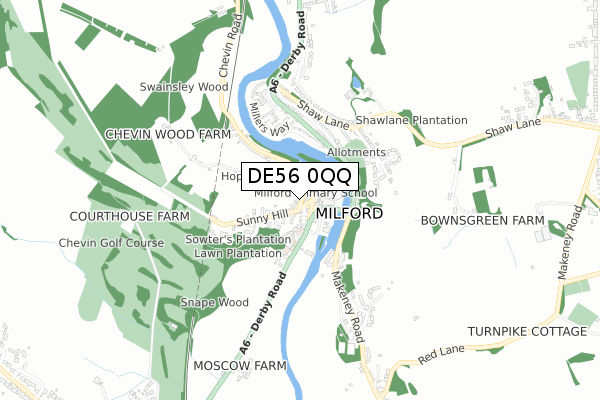 DE56 0QQ map - small scale - OS Open Zoomstack (Ordnance Survey)