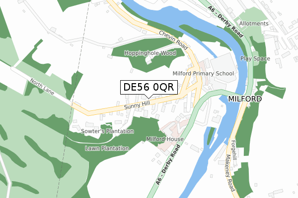 DE56 0QR map - large scale - OS Open Zoomstack (Ordnance Survey)
