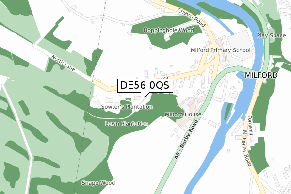 DE56 0QS map - large scale - OS Open Zoomstack (Ordnance Survey)