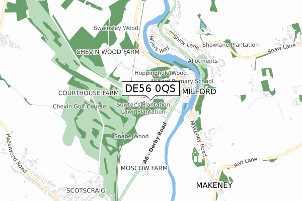 DE56 0QS map - small scale - OS Open Zoomstack (Ordnance Survey)