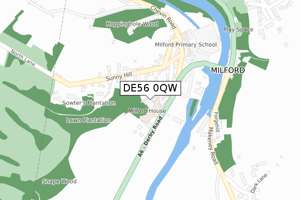 DE56 0QW map - large scale - OS Open Zoomstack (Ordnance Survey)