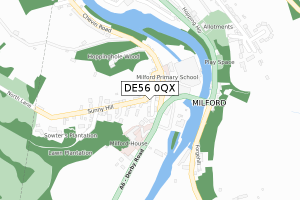 DE56 0QX map - large scale - OS Open Zoomstack (Ordnance Survey)
