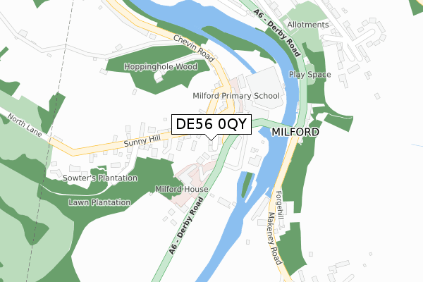 DE56 0QY map - large scale - OS Open Zoomstack (Ordnance Survey)