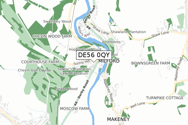 DE56 0QY map - small scale - OS Open Zoomstack (Ordnance Survey)
