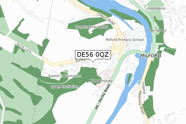 DE56 0QZ map - large scale - OS Open Zoomstack (Ordnance Survey)