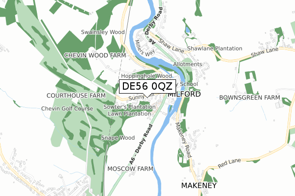 DE56 0QZ map - small scale - OS Open Zoomstack (Ordnance Survey)