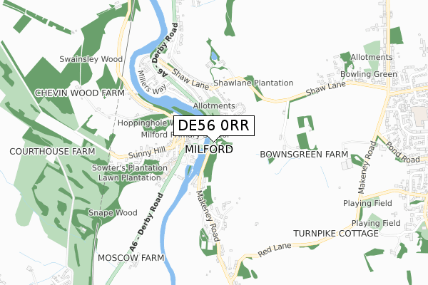 DE56 0RR map - small scale - OS Open Zoomstack (Ordnance Survey)