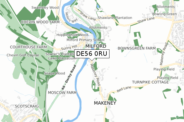 DE56 0RU map - small scale - OS Open Zoomstack (Ordnance Survey)