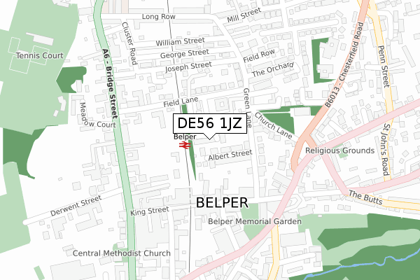 DE56 1JZ map - large scale - OS Open Zoomstack (Ordnance Survey)