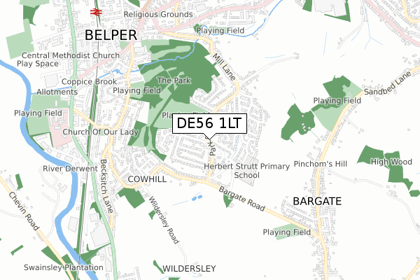 DE56 1LT map - small scale - OS Open Zoomstack (Ordnance Survey)