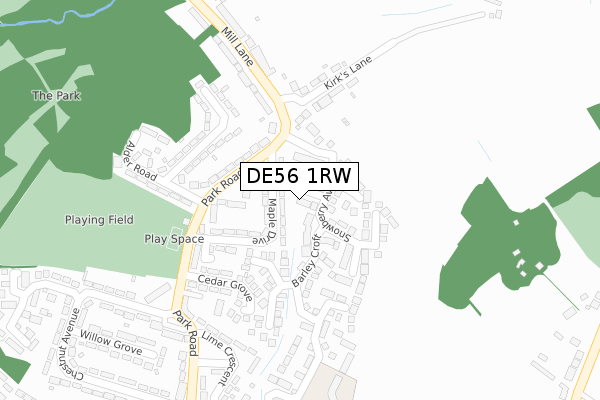 DE56 1RW map - large scale - OS Open Zoomstack (Ordnance Survey)