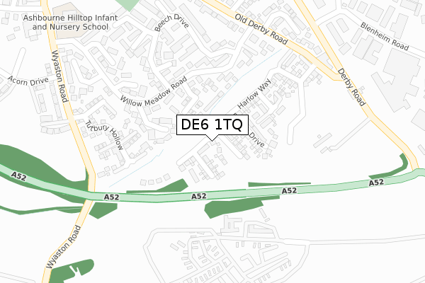 DE6 1TQ map - large scale - OS Open Zoomstack (Ordnance Survey)