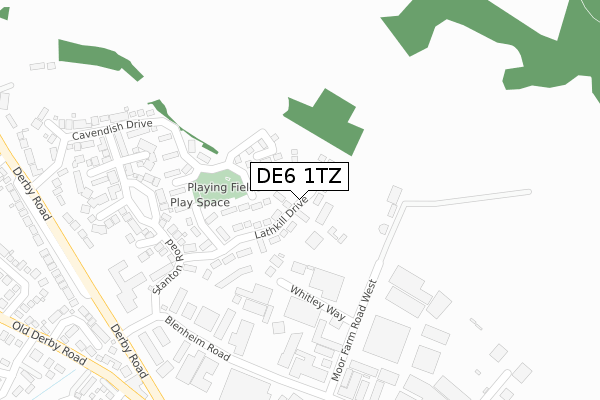 DE6 1TZ map - large scale - OS Open Zoomstack (Ordnance Survey)