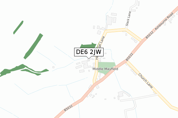 DE6 2JW map - large scale - OS Open Zoomstack (Ordnance Survey)