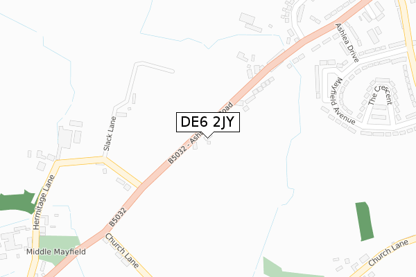 DE6 2JY map - large scale - OS Open Zoomstack (Ordnance Survey)