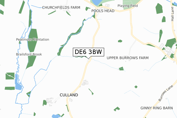 DE6 3BW map - small scale - OS Open Zoomstack (Ordnance Survey)
