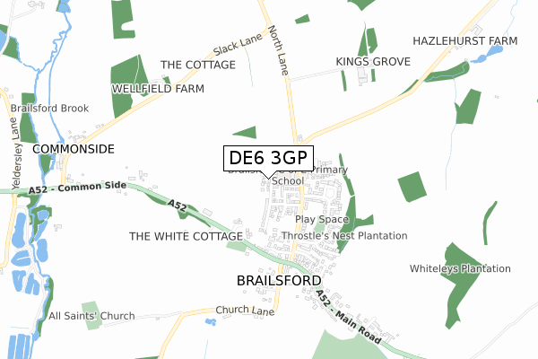 DE6 3GP map - small scale - OS Open Zoomstack (Ordnance Survey)