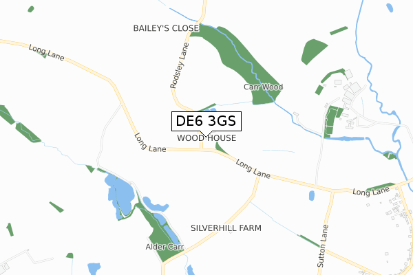 DE6 3GS map - small scale - OS Open Zoomstack (Ordnance Survey)