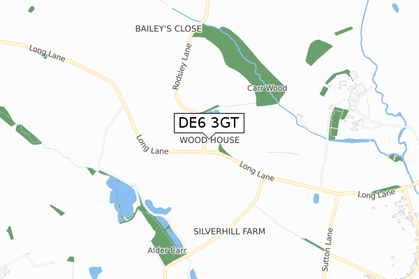 DE6 3GT map - small scale - OS Open Zoomstack (Ordnance Survey)