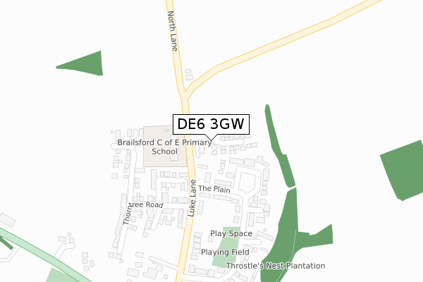 DE6 3GW map - large scale - OS Open Zoomstack (Ordnance Survey)